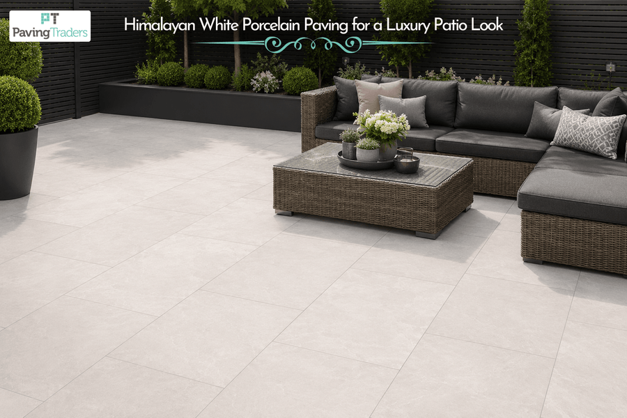 Himalayan White Porcelain Paving for a Luxury Patio Look - Paving Traders