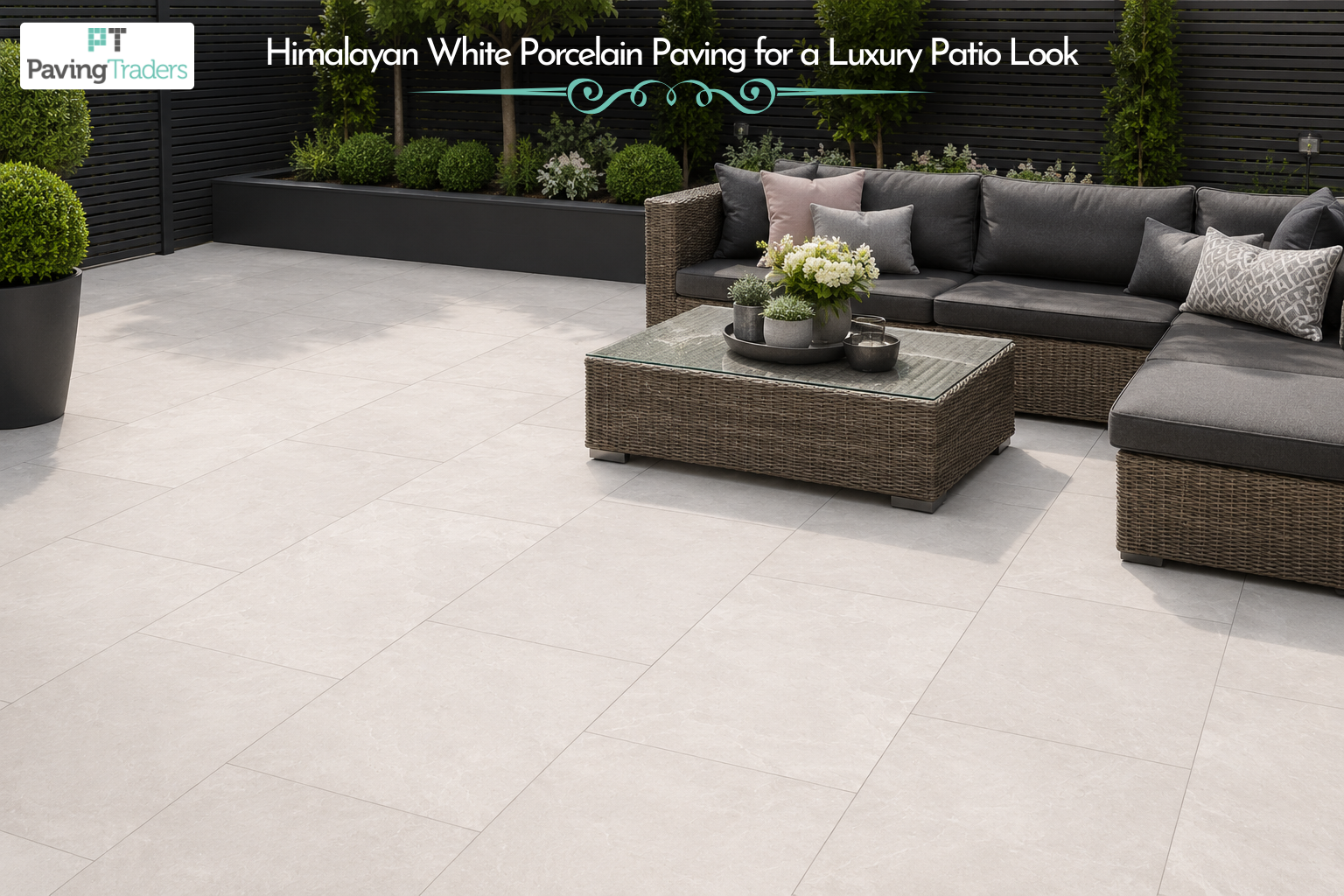 Himalayan White Porcelain Paving for a Luxury Patio Look - Paving Traders
