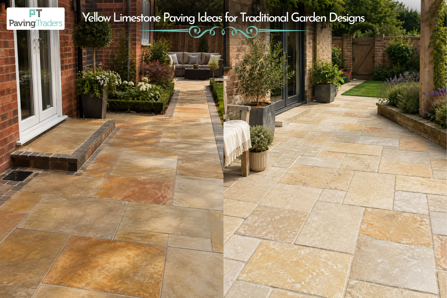 Yellow Limestone Paving Ideas for Traditional Garden Designs - Paving Traders