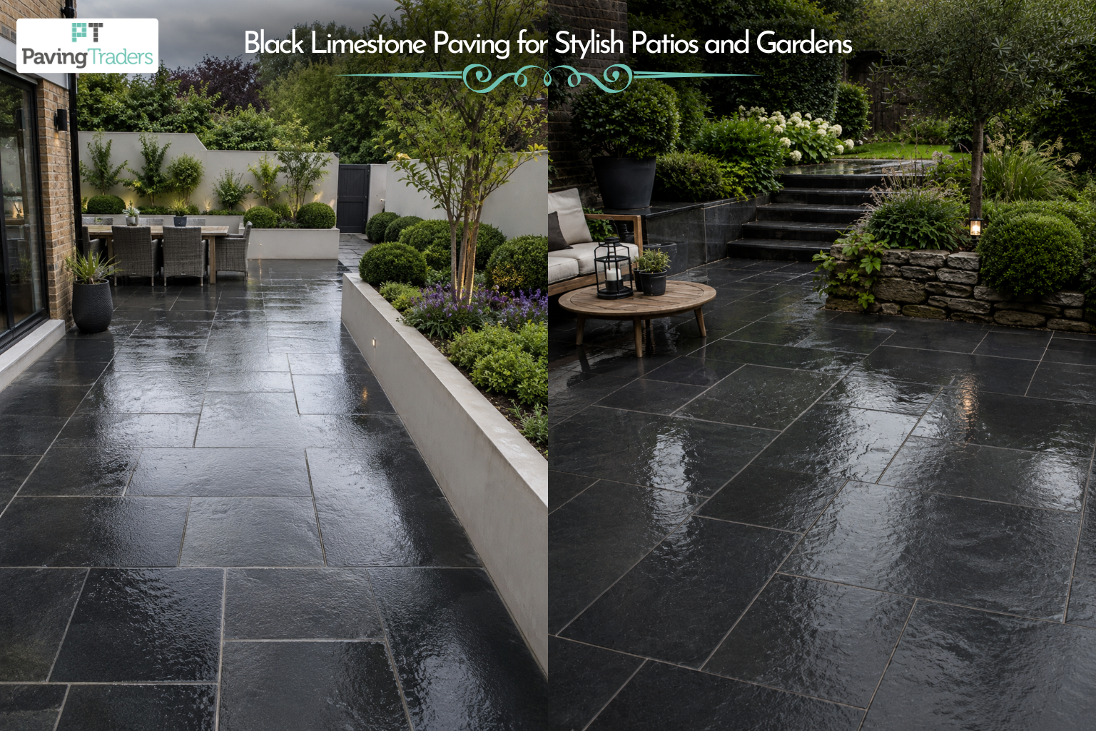 Black Limestone Paving for Stylish Patios and Gardens - Paving Traders