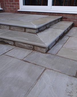 Steel edging and Stone Steps